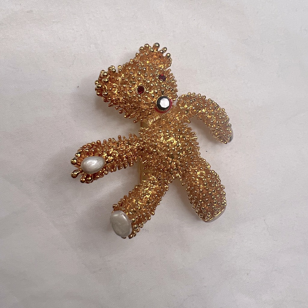 Jbk Jackie Kennedy Camrose And Kross Teddy Bear Pin Brooch A020323